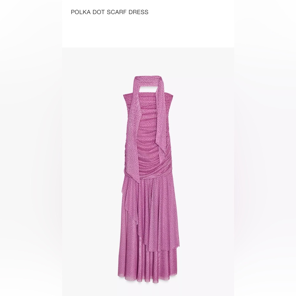 Zara Purple / Pink Polka Dot Dress with Scarf